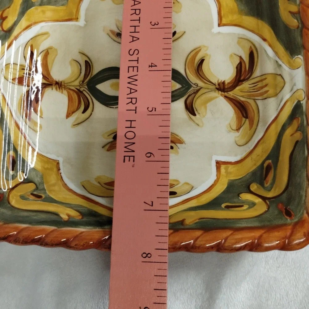 Artimino Siena Tuscan Square Plates Set of 2 Italy‎ Hand Painted Rope Rim